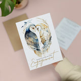 Custom Owl Engagement Card Personalised For Newly Engaged Couple Congratulations
