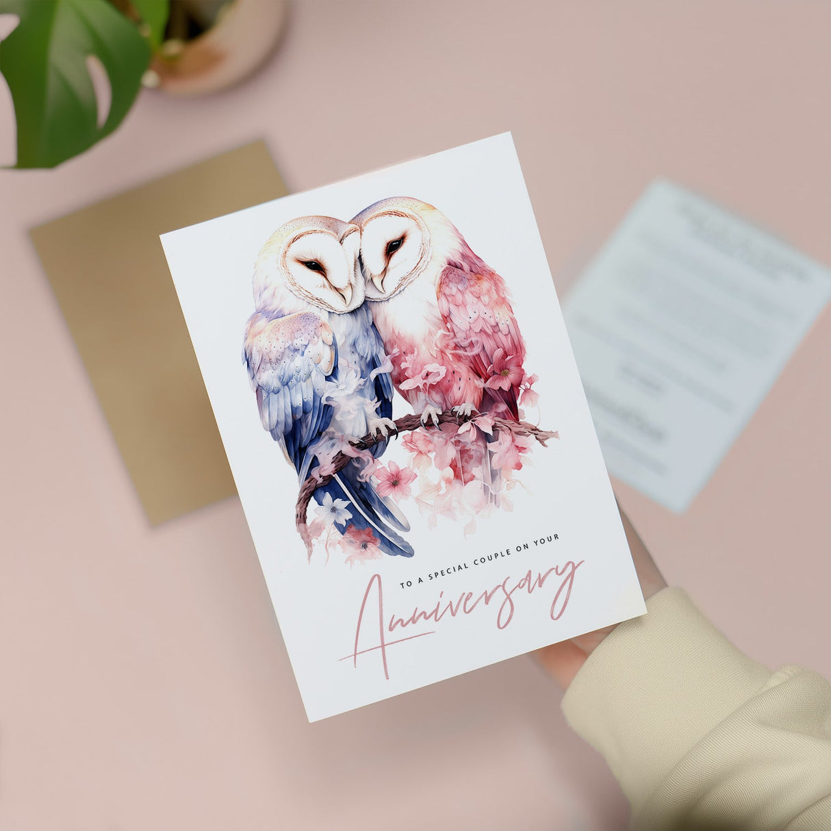 Anniversary Card for Couples Daughter Son in Law Owls Love Theme