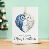 Romantic Christmas Card For Wife Owls Bauble Love Heart Illustration