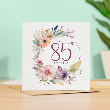85th Birthday Card Floral For Her Mum Aunt Friend Gran Grandma Eighty Five