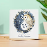 55th Wedding Anniversary Card Pretty Owl Design 55 Year Emerald Anniversary Card