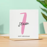 7 Year Anniversary Card for Him Her Wife Husband 7th Wedding Anniversary