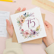 75th Birthday Floral Card for Mum Auntie Grandma Friend Seventy Fifth Her Card