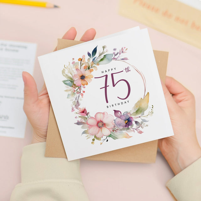 75th Birthday Floral Card for Mum Auntie Grandma Friend Seventy Fifth Her Card