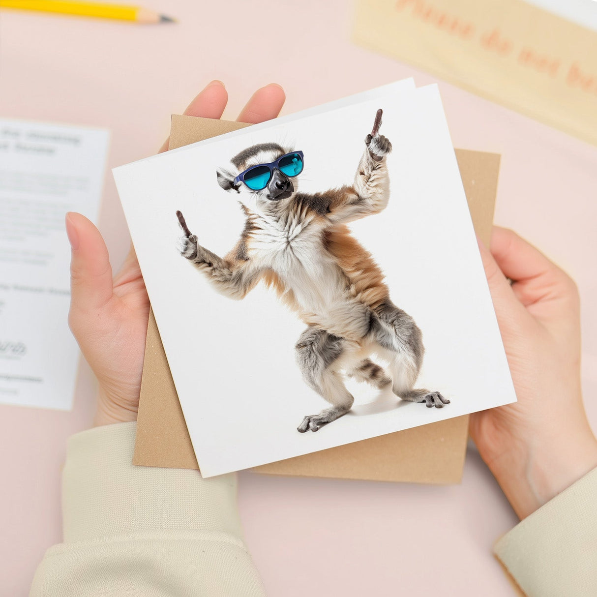 Fun Lemur Sunglasses Birthday Card for Him Her Brother Sister Son Daughter