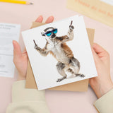 Fun Lemur Sunglasses Birthday Card for Him Her Brother Sister Son Daughter