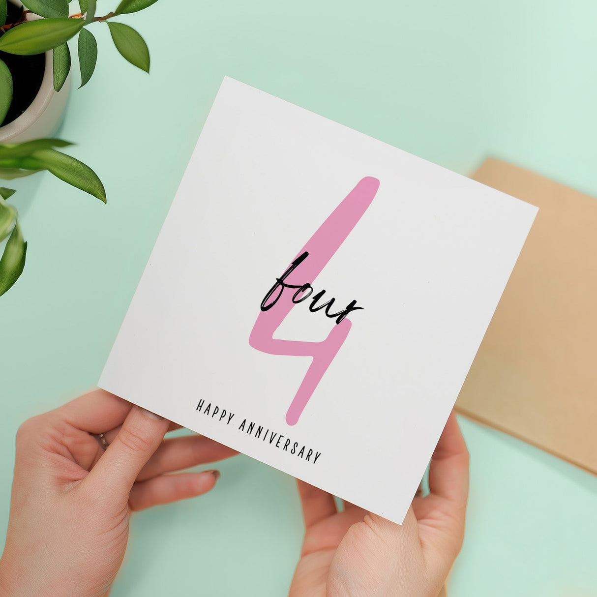 4th Wedding Anniversary Card for Him Her Wife Husband